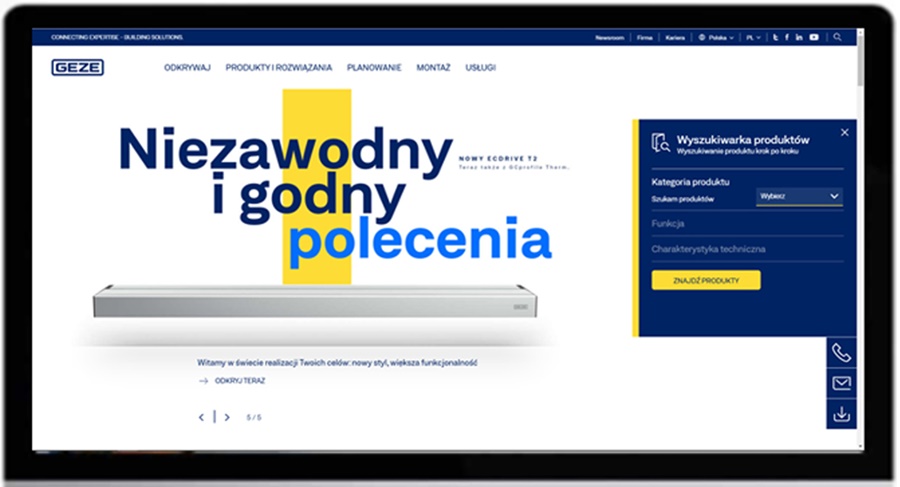 Nowa odsłona firmy Geze w internecie.